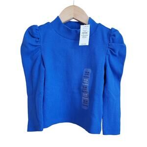 NEW! Gap Toddler Girl's Blue Puff Sleeve Turtleneck Shirt 12-18 Months